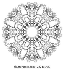 Mandala for coloring. Monochrom pattern. Black and white image