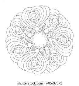 Mandala for coloring. Monochrom pattern. Black and white round pattern