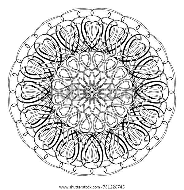 Mandala Coloring Monochrom Pattern Black White Stock Vector (Royalty ...