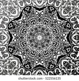 Mandala. Coloring Oriental motif. Hand painted texture background. Islam, Arabic, Indian, Ottoman ornament, pattern. Abstract flower. Decorative elements for design print