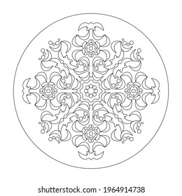 Mandala coloring page. Abstract. Art Therapy. Anti-stress. Vector illustration black and white.