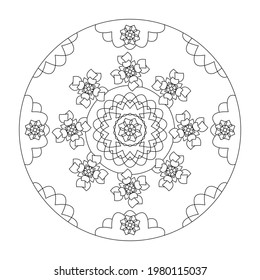 Page de coloriage Mandala. Abstrait. Art Therapy. Anti-stress. Illustration vectorielle noir et blanc.
