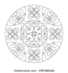 Mandala coloring page. Abstract. Art Therapy. Anti-stress. Vector illustration black and white.