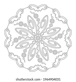 Mandala coloring page. Abstract background with spirals. Art Therapy. Anti-stress. Vector illustration black and white.