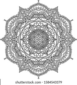 Mandala coloring page for adult. Black and white coloring book. Relax and meditation. Nature ornaments. Vector illustration. Eps 10.