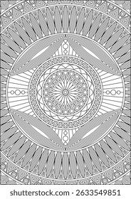 Mandala Coloring Page For Adult Black And White Art