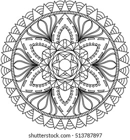 Mandala coloring page. Mandala adult coloring book. Outline mandala for coloring book. Mandala coloring page. Decorative round ornament. Background for meditation poster.