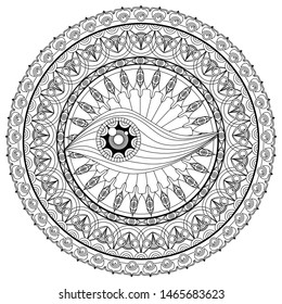 Mandala Coloring page For Adult Relaxation Mandala design eye Mandala Coloring Pages For Meditation And Happiness vector
