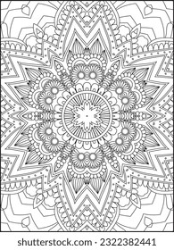 Mandala Coloring Page. Coloring Page For Adult. Seamless vector pattern. Black and white linear drawing. coloring page for children and adults. Coloring Pages