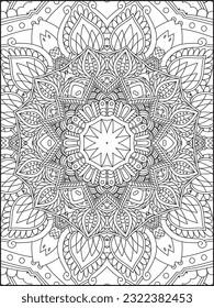 Mandala Coloring Page. Coloring Page For Adult. Seamless vector pattern. Black and white linear drawing. coloring page for children and adults. Coloring Pages