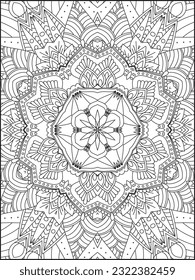 Mandala Coloring Page. Coloring Page For Adult. Seamless vector pattern. Black and white linear drawing. coloring page for children and adults. Coloring Pages