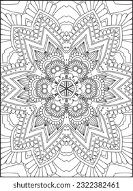 Mandala Coloring Page. Coloring Page For Adult. Seamless vector pattern. Black and white linear drawing. coloring page for children and adults. Coloring Pages