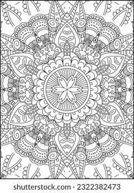 Mandala Coloring Page. Coloring Page For Adult. Seamless vector pattern. Black and white linear drawing. coloring page for children and adults. Coloring Pages