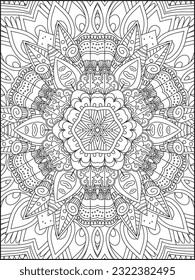 Mandala Coloring Page. Coloring Page For Adult. Seamless vector pattern. Black and white linear drawing. coloring page for children and adults. Coloring Pages