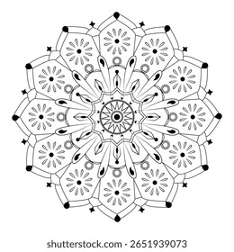 Mandala Coloring Page for Adults – Floral Geometric Design. for mindfulness coloring books, relaxation art therapy, printable coloring pages, spiritual decoration , and boho-inspired creative projects
