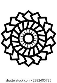 Mandala coloring page for beginners, kids or seniors. Thick lines, simple design. 