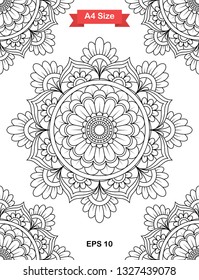 Mandala Coloring Page. Black and white mandala vector isolated on white. vector illustration