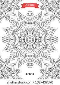 Mandala Coloring Page. Black and white mandala vector isolated on white. vector illustration