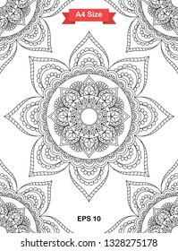 Mandala Coloring Page. Black and white mandala vector isolated on white. vector illustration