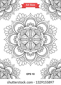 Mandala Coloring Page. Black and white mandala vector isolated on white. vector illustration