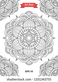 Mandala Coloring Page. Black and white mandala vector isolated on white. vector illustration