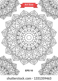 Mandala Coloring Page. Black and white mandala vector isolated on white. vector illustration