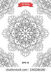 Mandala Coloring Page. Black and white mandala vector isolated on white. vector illustration