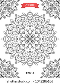 Mandala Coloring Page. Black and white mandala vector isolated on white. vector illustration