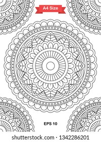 Mandala Coloring Page. Black and white mandala vector isolated on white. vector illustration