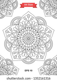 Mandala Coloring Page. Black and white mandala vector isolated on white. vector illustration