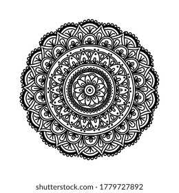 Página de coloreado de Mandala. Vector de mandala blanca y negra aislado en blanco. ilustración vectorial