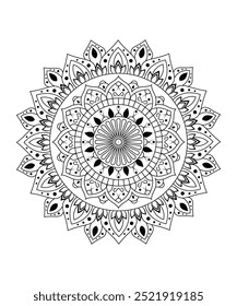 Mandala Coloring Page. Mandala Coloring Book Line Art Vector Illustration. Circular Pattern Mandala Art Decoration Elements For Meditation Poster, Adult Coloring Book Page, Tattoo and Henna.