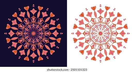 A mandala coloring page with a circular pattern. Suitable for kids and adults, featuring ethnic oriental style. Decorative ornament, line art drawing, vector illustration