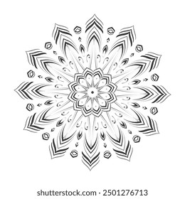 Mandala coloring page design, Circular Pattern Mandala, Oriental Coloring Book Page Practice Paint Print Screen Fabric Textile