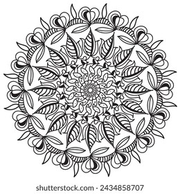 Mandala coloring page design easy mandala coloring design. decoration in ethnic oriental vector design. Indian style