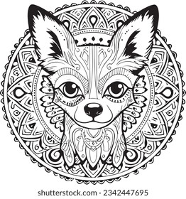 mandala coloring page, the doodle dog, zen and relaxation