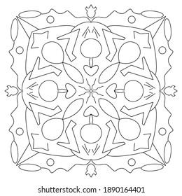 Mandala Coloring page doodle pattern. Outline vector illustration for coloring book or design. Isolated on white background. Doodle style