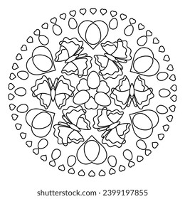 Mandala coloring page. Easter vector illustration. Children's coloring book.