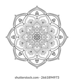 Mandala para colorear patrón floral de un libro de diseño de arte para el contorno de la decoración