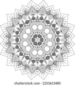 Mandala. Mandala Coloring page. Flower Mandala. Mehndi, tattoo, decoration. Coloring book page. Adult coloring page. Mandala vector for art, coloring book.Vector illustration.Hand-drawn element.