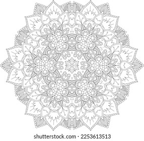 Mandala. Mandala Coloring page. Flower Mandala. Mehndi, tattoo, decoration. Coloring book page. Adult coloring page. Mandala vector for art, coloring book.Vector illustration.Hand-drawn element.