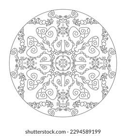 Mandala Coloring Page with flowers. Abstract. Vector illustration.