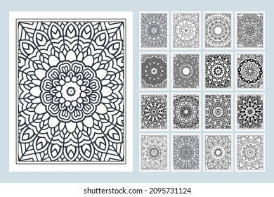 Mandala coloring page interior. Mandala pattern set vector. Flower pattern vector. Black and white flower pattern vector. Mandala coloring page illustration. Mandala 
 interior SVG cut file svg