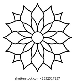 Mandala coloring page. Intricate mandala pattern. Antistress coloring page illustration. Easy Mandalas Coloring Book Coloring Pages Doodles Floral Boho Basic Pattern for beginners, Kids and Seniors