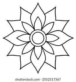 Página para colorear de Mandala. Patrón de mandala intrincado. Ilustración de página para colorear antiestrés. Fácil mandalas para colorear libro para colorear páginas Doodles Floral Boho patrón Básico para principiantes, niños y mayores