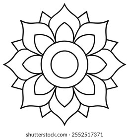 Mandala coloring page. Intricate mandala pattern. Antistress coloring page illustration. Easy Mandalas Coloring Book Coloring Pages Doodles Floral Boho Basic Pattern for beginners, Kids and Seniors