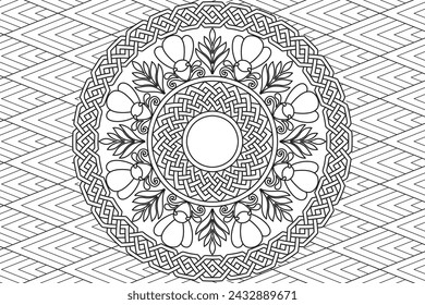 Mandala Coloring page for kids and adults Page for relaxation and meditation. Circular pattern. Decorative ornament ethnic oriental style. line art drawing coloring page. Vector 