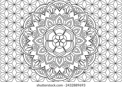 Mandala Coloring page for kids and adults Page for relaxation and meditation. Circular pattern. Decorative ornament ethnic oriental style. line art drawing coloring page. Vector 