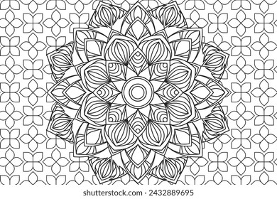 Mandala Coloring page for kids and adults Page for relaxation and meditation. Circular pattern. Decorative ornament ethnic oriental style. line art drawing coloring page. Vector 