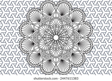 Mandala Coloring page for kids and adults. Page for relaxation and meditation. Circular pattern. Decorative ornament ethnic oriental style. line art drawing coloring page. Vector illustration